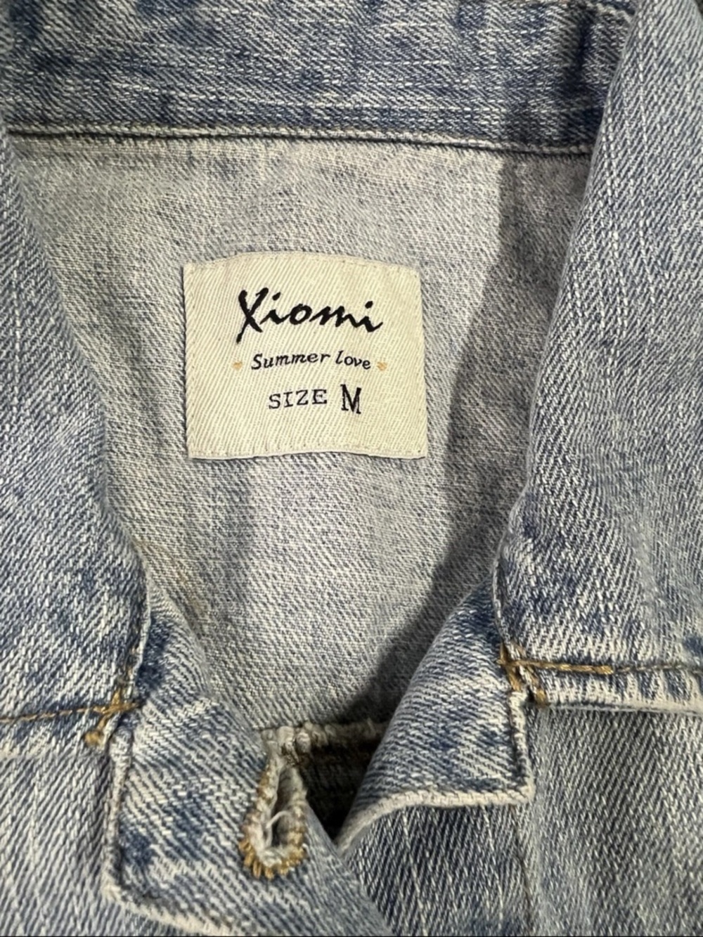 Xiomi “Summer Love” Denim Jacket Light Wash Ladies M Western Boho Grunge - Picture 2 of 12